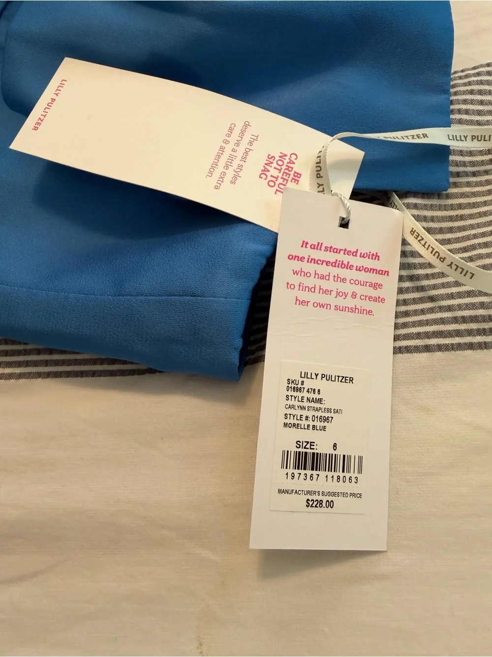 Lilly Pulitzer Morelle Blue Strapless Mini with Front Bow - Picture 2 of 5